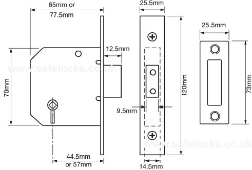 Union 2126 3 Lever Bathroom Deadlock